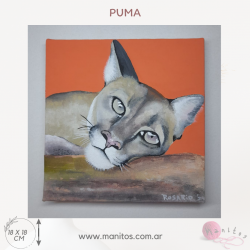 Cuadro PINTADO A MANO sobre Puma. 18 x 18