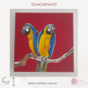 Cuadro pintado a mano de Guacamayo de 18 x 18 cm