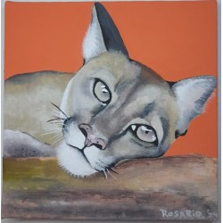 Cuadro PINTADO A MANO sobre Puma. 18 x 18