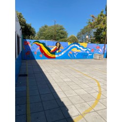 Mural de Juana Azurduy en escuela n 81 de Almirante Brown. Glew