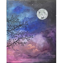 Cuadro triptico pintado a mano sobre arbol de la vida. cuadro central 50 x 70 y laterales de 40 x 50