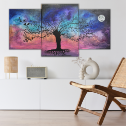 Cuadro triptico pintado a mano sobre arbol de la vida. cuadro central 50 x 70 y laterales de 40 x 50
