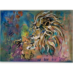 Una mirada de Leones.Cuadro de 50 x 70