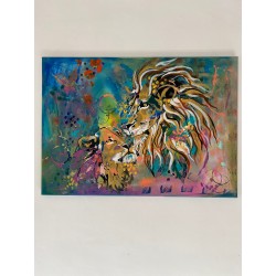 Una mirada de Leones.Cuadro de 50 x 70