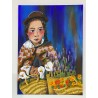 Niña recolectora. Cuadro pintado con acrilico sobre tela de 70cm X 50cm