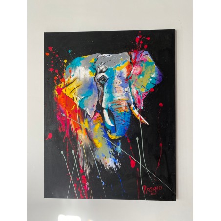 Obra de arte "Elefante". Medidas de 80cm x 60cm con tecnica de acrilico sobre tela.